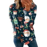 Majica za žene ženske jesenske / zimske modne majice casual dukserica pulover s božićnim printom dukserica Ženske