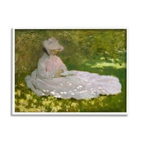 Stupell Industries proljetni klasični Claude Monet slikanje ženskog portretnog slikanja bijela uokvirena umjetnička