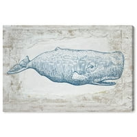 Studio za morsku i obalnu zidnu umjetnost ispisuje Kućni dekor plavog kita na platnu, 24 16