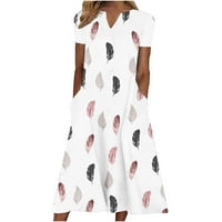 Ljetne haljine za žene, ženska modna ležerna ljetna haljina s kratkim rukavima s printom u obliku slova A.
