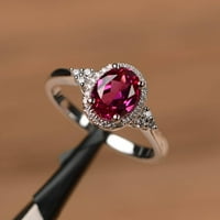 Najljepša breza Ženski ovalni prsten s kubičnim cirkonijem na prstu vjenčani nakit za zaruke poklon Mesing, crveni