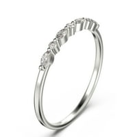0,14CT Petite Versailles Diamond Moissanite Ring Wedding Band 18K bijelo zlato preko srebra