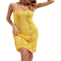 Ženska pletena Mini haljina za plažu bez rukava Bez leđa koja pokriva ramena