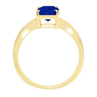 Vjenčani prsten za godišnjicu od 14 karata u žutom zlatu s imitacijom plavog safira sjajnog reza od 1,0 karata,