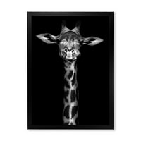 DesignArt 'Portret žirafe u jednobojnom seoskoj kući uokviren umjetnički tisak