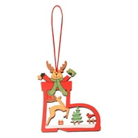 Drveni Božićni ukras od drveta viseće božićno drvce Božićni remen Pribor za bazgu Božićni rezbareni čips niz perli