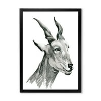DesignArt 'crno -bijeli portret koza I' Farmhouse uokviren umjetnički tisak