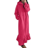 Yuelianxi žene plus veličine solidne haljine dugi rukavi ležerni kapuljača labava haljina džep duge dukseve haljine