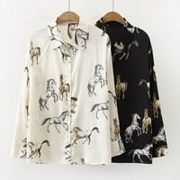 Majica s printom u hongkonškom retro stilu proljetna dizajnerska Bluza Niša satenska bluza