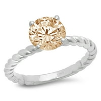 zaručnički prsten od bijelog zlata od 18k okruglog smeđeg prirodnog Morganita, veličine 10