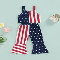 Canrulo, 4. srpnja, odjeća za djevojčice, Dan neovisnosti, usjev američke zastave, duge lepršave hlače, odjeća