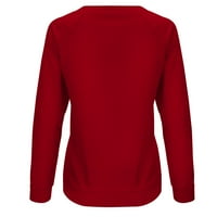 Ženske majice s kapuljačom plus size, pulover s okruglim vratom s dugim rukavima, ženski cvjetni vrhovi,Crveni,