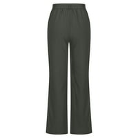 Široke hlače za žene, ženske široke hlače visokog struka, Ležerne elastične hlače s kravatom, udobne ravne duge