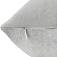 Clara Clark plišani čvrsti ukrasni mikrofiber kvadrat jastuka jastuka s umetanjem jastuka za kauč, srebro, 26