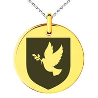 Nehrđajući čelik golub mir grb štit ugraviran mali medaljon krug šarm privjesak ogrlica