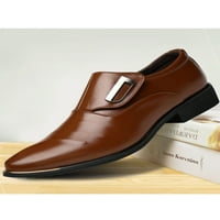Modne muške oksfordske cipele bez kopča mokasinke sa šiljastim prstima muške lagane neklizajuće jednobojne smeđe