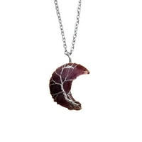Keusn vijugav mjesec ogrlica s prirodnim kamenom ručno izrađena ogrlica