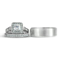 Dva prstena njegov i njezin vjenčani prsten seti parovi prstenovi 39KT bijelo zlato pozlaćeni bijeli cz titanium