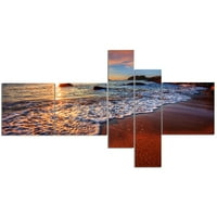 DesignArt 'Zapanjujuća Ocean Beach At Sunset' Seashore Canvas Art Print