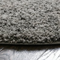 5' 8 ' prijelazni jednobojni ugljen sivi ovalni čupavi tepih za prostor za sjedenje