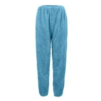 Ženske plišane ležerne hlače labave udobne rune tople kućne hlače plave s