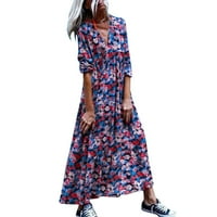 Ženska cvjetna ljetna haljina Linija omotana midi haljina Bohemian maxi haljine casual stil cvijeća tiskana šifonska