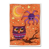 Zaštitni znak likovna umjetnost 'Halloween sova i pauka' platno umjetnost Kim Kosirog