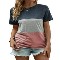 Ženske casual višebojne majice s okruglim vratom s kratkim rukavima u boji, u boji, u boji, u boji, u boji, u