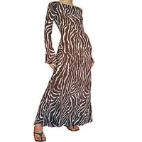 Ženska Maksi haljina dugih rukava s dugim rukavima, Vintage pripijena haljina s printom zebre, vilinska Grunge