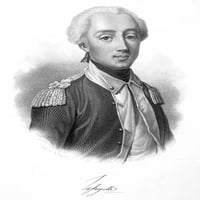 Marquis de Lafayette n. Francuski vojnik i državnik. Graviranje čelika, krajem 19. stoljeća. Ispis plakata