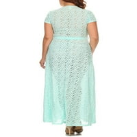 Ženska Maksi haljina veličine plus u veličini od čipke s vezicama u struku