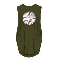 Ženska ljetna haljina s printom bejzbola, Maksi haljina bez rukava s okruglim vratom, Ležerne haljine za žene