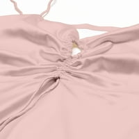 Dressberry Ženska solidna satenska dužina haljina od špageta na kaiševima ramena bez rukava visokog uzdizanja