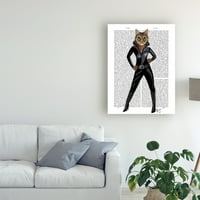 Zaštitni znak likovna umjetnost 'Cat Woman Leather' platno umjetnost FAB Funky