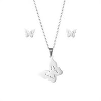 Super Sensen Francuska ogrlica od leptira od nehrđajućeg čelika set klinova lanci za ključne kosti ogrlice za