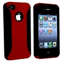 Hibridna rebrasta futrola za iPhone 4s - crno crvena