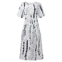Ljetne haljine za žene Midi A kroja haljina kratkih rukava boemska haljina s okruglim vratom tiskana haljina za