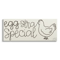 Stupell Indiss Egg-Stra Posebna smiješna farma Pun Minimalna linijska piletina, 10, dizajn Stephanie Dicks