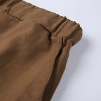 Muški vintage ljetni ležerni solidni pamučni laneni lane duge hlače hlače smeđe xxl o729