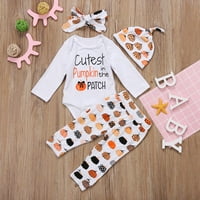 CAITZR odjeća za novorođenčad novorođenčad, slova tiskana dugačke hlače tiskana traka za glavu od bundeve